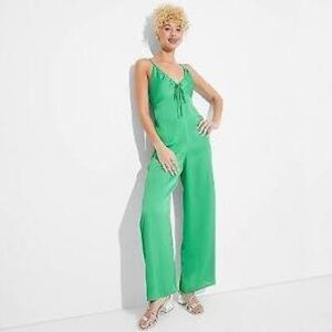 Wild Fable Green Jumpsuit with Tie Detail and Wide-Leg
